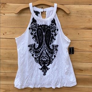 🌺INC Embroidered B&W Halter Beaded Dress Tank Top